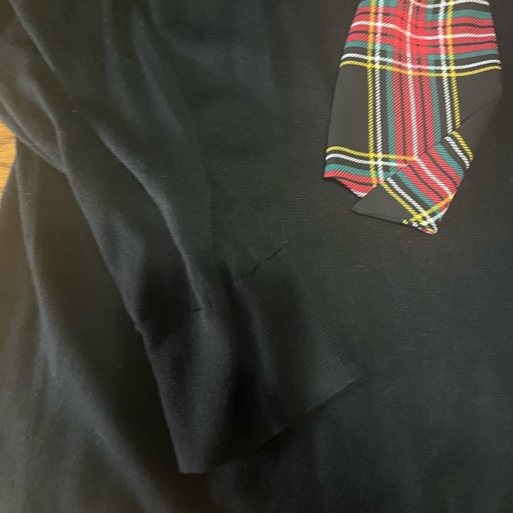 Jcrew factory women’s black sweater with attached tartan tie - Picture 4 of 6